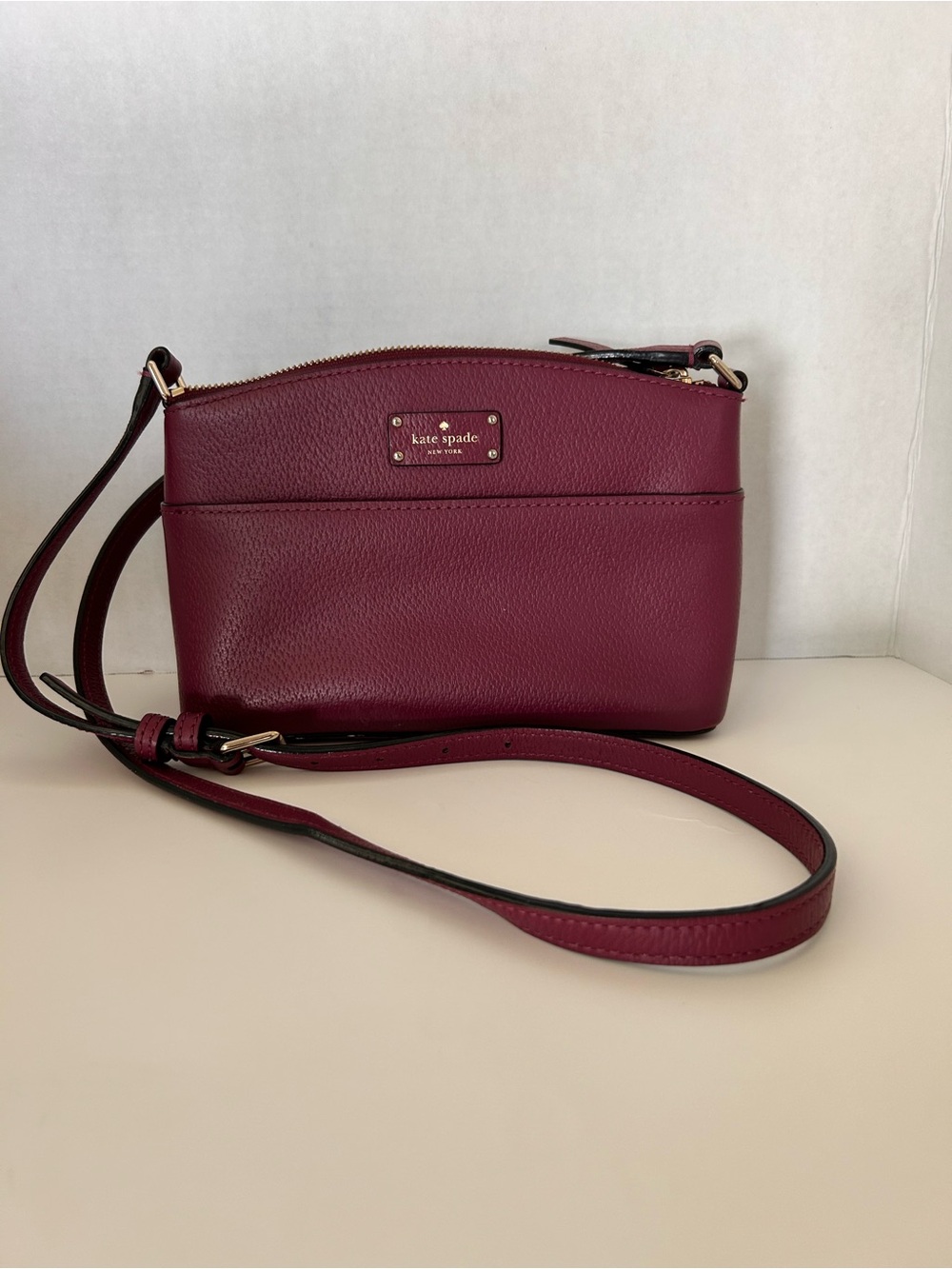 kate spade Maroon Pebbled Leather Crossbody Bag